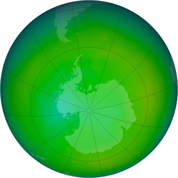 Antarctic ozone map for 1980-01